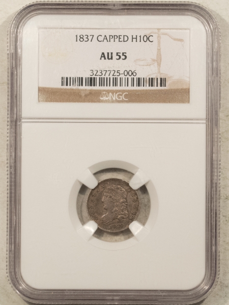 Capped Bust Half Dimes 1837 CAPPED BUST HALF DIME – NGC AU-55, SMALL 5, TOUGH!