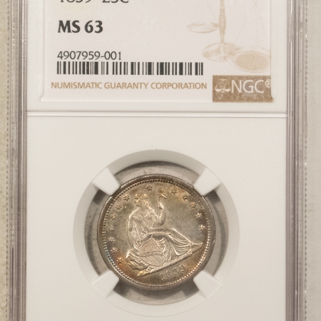 Liberty Seated Quarters 1839 SEATED LIBERTY QUARTER – NGC MS-63, REALLY TOUGH, PRETTY!