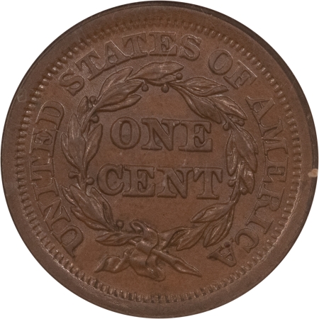 Braided Hair Large Cents 1852 BRAIDED HAIR LARGE CENT, N-17 JULES REIVER – NGC MS-64 BN, SMOOTH, GLOSSY!