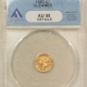 $1 1856 TYPE 3 $1 GOLD DOLLAR, SLANTED 5 – PCGS MS-62!