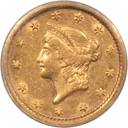 $1 1853 TYPE 1 $1 GOLD DOLLAR – ANACS AU-55 DETAILS! CLEANED, FLASHY W/ NICE LOOK!