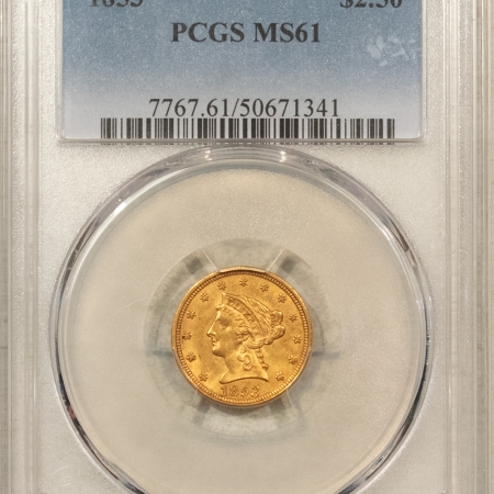 $2.50 1853 $2.50 LIBERTY GOLD QUARTER EAGLE – PCGS MS-61