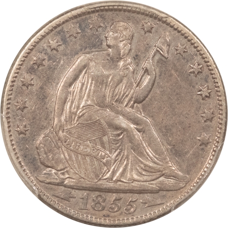 Liberty Seated Halves 1855-O SEATED LIBERTY HALF DOLLAR, ARROWS – PCGS AU-50