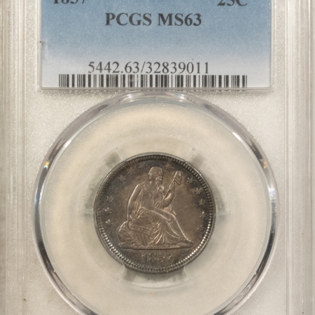 Liberty Seated Quarters 1857 LIBERTY SEATED QUARTER – PCGS MS-63, SMOOTH, PLEASING & CHOICE!