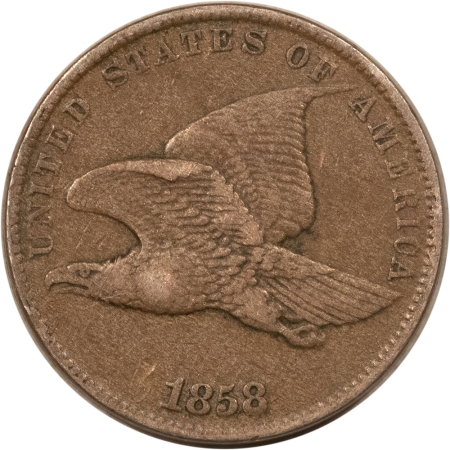 Flying Eagle 1858 FLYING EAGLE CENT, SMALL LETTERS – HIGH GRADE CIRCULATED EXAMPLE!