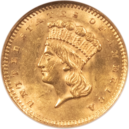 $1 1859 $1 GOLD DOLLAR – NGC MS-61, FLASHY LUSTROUS