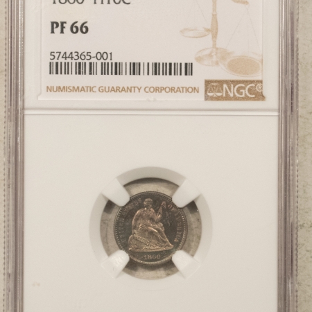 Liberty Seated Half Dimes 1860 PROOF SEATED LIBERTY HALF DIME – NGC PF-66, PRETTY ORIGINAL!