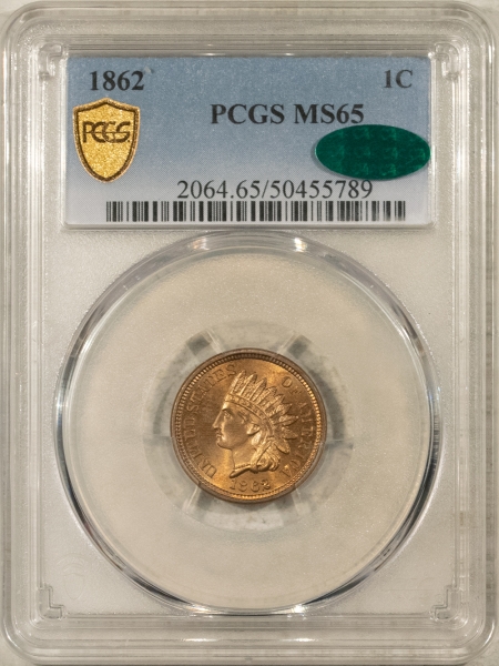 CAC Approved Coins 1862 INDIAN CENT – PCGS MS-65, BLAZING & PREMIUM QUALITY++! CAC APPROVED!