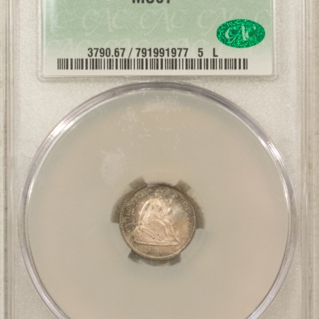 CAC Approved Coins 1862 SEATED LIBERTY HALF DIME – CACG MS-67, GORGEOUS! SUPERB GEM!