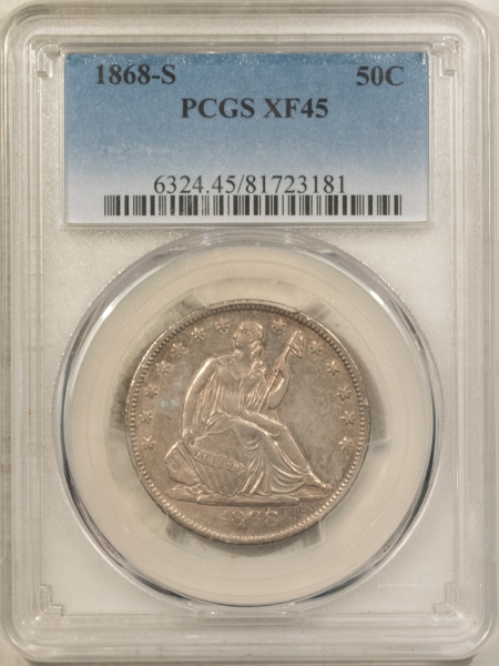 Liberty Seated Halves 1868-S LIBERTY SEATED HALF DOLLAR – PCGS XF-45