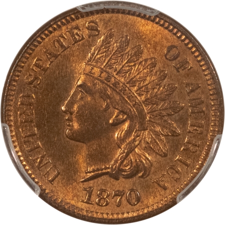 CAC Approved Coins 1870 INDIAN CENT – PCGS MS-64+ RB, NEAR FULL RED, PREMIUM QUALITY, CAC APPROVED!