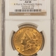 $20 1904 $20 LIBERTY GOLD DOUBLE EAGLE NGC MS-62, LOOKS LIKE A GEM, PREMIUM QUALITY!