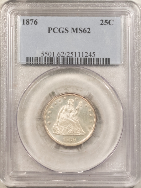 Liberty Seated Quarters 1876 LIBERTY SEATED QUARTER – PCGS MS-62, FLASHY & PREMIUM QUALITY!