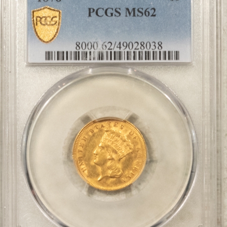 $3 1878 $3 GOLD PRINCESS – PCGS MS-62, SMOOTH & POPULAR TYPE COIN!