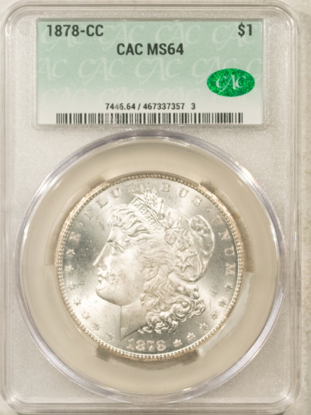 CAC Approved Coins 1878-CC $1 MORGAN DOLLAR – CAC MS-64, CAC APPROVED! CARSON CITY!