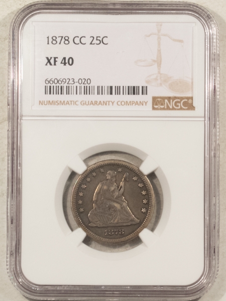 Liberty Seated Quarters 1878-CC SEATED LIBERTY QUARTER – NGC XF-40, ATTRACTIVE CARSON CITY PIECE!