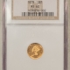 $2.50 1914 $2.50 INDIAN GOLD QUARTER EAGLE – NGC AU-58, TOUGH DATE!