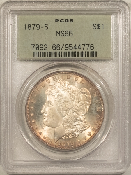 Morgan Dollars 1879-S $1 MORGAN DOLLAR – PCGS MS-66, OGH, FRESH & PQ W/ GREAT SKIN!