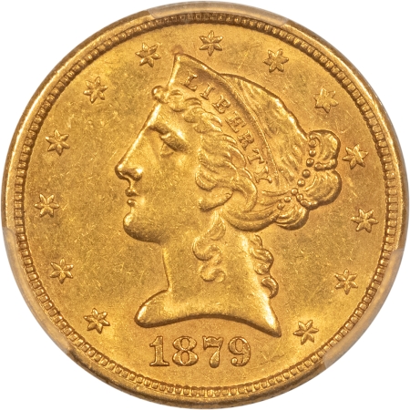 $5 1879-S $5 LIBERTY GOLD HALF EAGLE – PCGS AU-55, TOUGHER DATE!