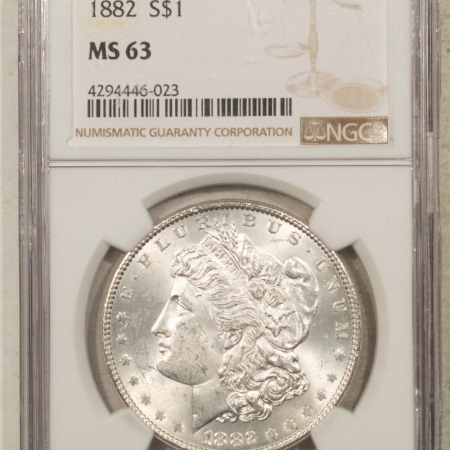 Morgan Dollars 1882 $1 MORGAN DOLLAR – NGC MS-63, BLAST WHITE/CHOICE!