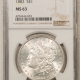 Morgan Dollars 1885-S $1 MORGAN DOLLAR – PCGS AU-58, LUSTROUS! WELL-STRUCK!