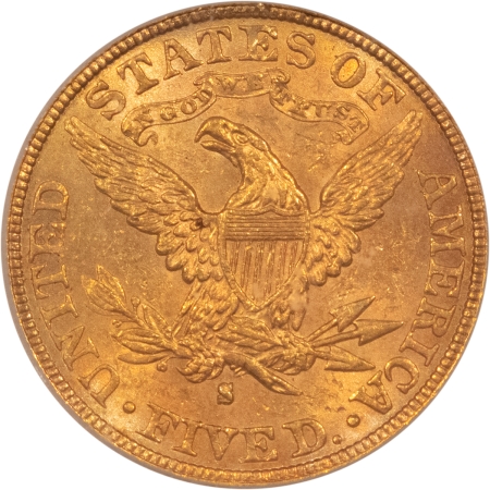 $5 1882 $5 LIBERTY GOLD HALF EAGLE – ICG MS-63, NICE COIN!