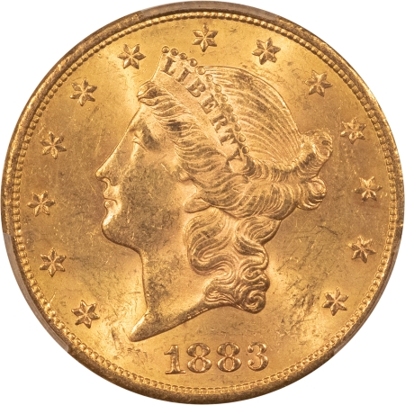 $20 1883-S $20 LIBERTY GOLD DOUBLE EAGLE – PCGS MS-62, BETTER DATE, BIG JUMP IN MS63