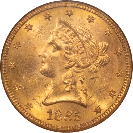 $10 1885-S $10 LIBERTY GOLD EAGLE – NGC MS-63, LUSTROUS & FRESH, TOUGH, 7K+ IN 64!