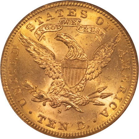 $10 1885-S $10 LIBERTY GOLD EAGLE – NGC MS-63, LUSTROUS & FRESH, TOUGH, 7K+ IN 64!