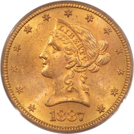 $10 1887-S $10 LIBERTY GOLD EAGLE – PCGS MS-63, ATTRACTIVE BETTER DATE, GREAT VALUE!