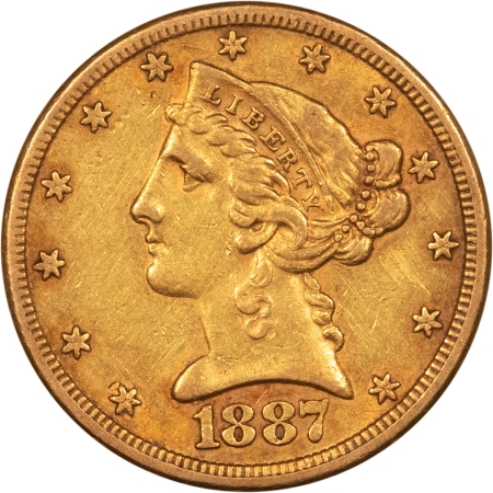 $5 1887-S $5 LIBERTY HEAD HALF EAGLE – HIGH GRADE EXAMPLE!