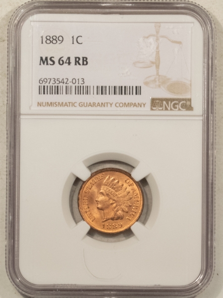 Indian 1889 INDIAN CENT – NGC MS-64 RB, LOOKS FULL RED!