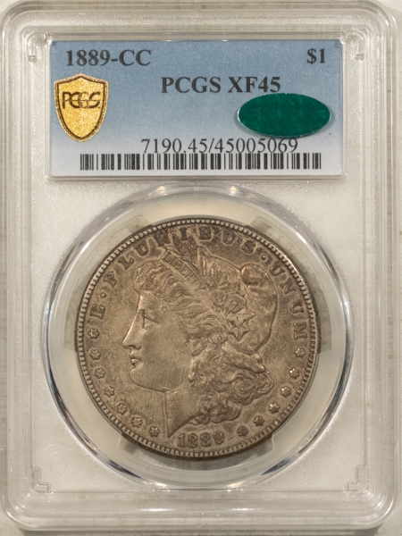 CAC Approved Coins 1889-CC $1 MORGAN DOLLAR – PCGS XF-45, CAC APPROVED! CARSON CITY!