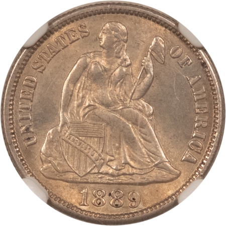 Liberty Seated Dimes 1889-S SEATED LIBERTY DIME – NGC MS-62, SURPRISINGLY TOUGH!