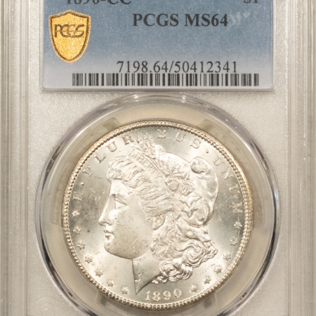 Morgan Dollars 1890-CC $1 MORGAN DOLLAR – PCGS MS-64, BLAST WHITE! CARSON CITY!