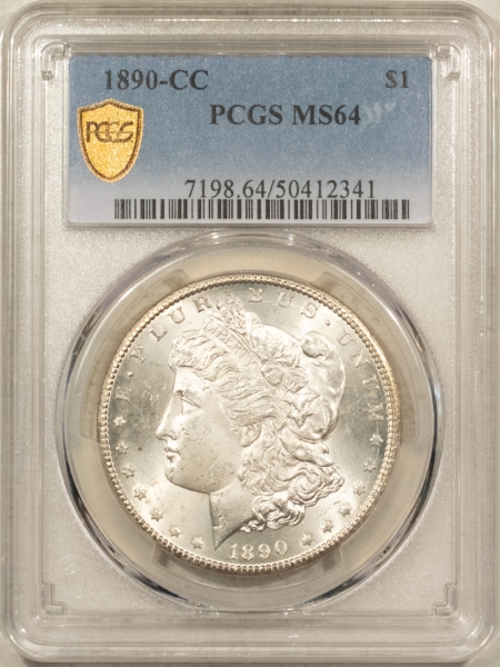 Morgan Dollars 1890-CC $1 MORGAN DOLLAR – PCGS MS-64, BLAST WHITE! CARSON CITY!