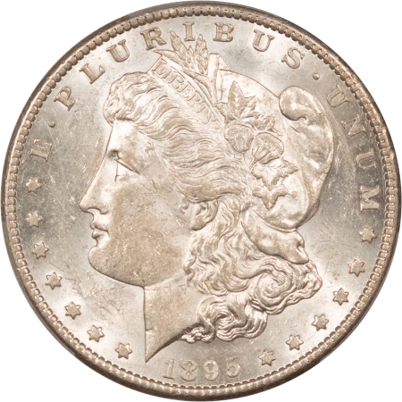 Morgan Dollars 1895-S MORGAN DOLLAR – PCGS AU-55, BLAST WHITE, LUSTROUS, LOOKS 58! KEY-DATE!