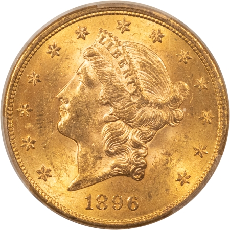 $20 1896 $20 LIBERTY GOLD DOUBLE EAGLE – PCGS MS-63, CHOICE BETTER DATE!