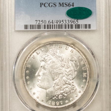 CAC Approved Coins 1897-S $1 MORGAN DOLLAR – PCGS MS-64, PREMIUM QUALITY! CAC APPROVED!