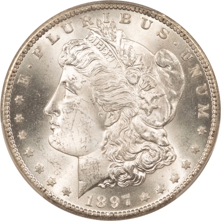 CAC Approved Coins 1897-S $1 MORGAN DOLLAR – PCGS MS-64, PREMIUM QUALITY! CAC APPROVED!