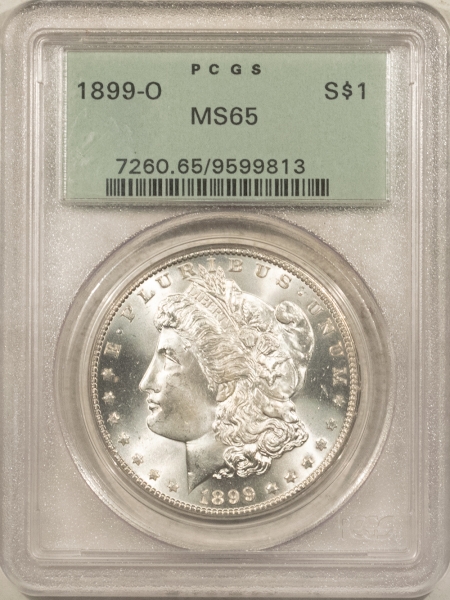 Morgan Dollars 1899-O MORGAN DOLLAR – PCGS MS-65, BLAST WHITE & PQ, OGH!