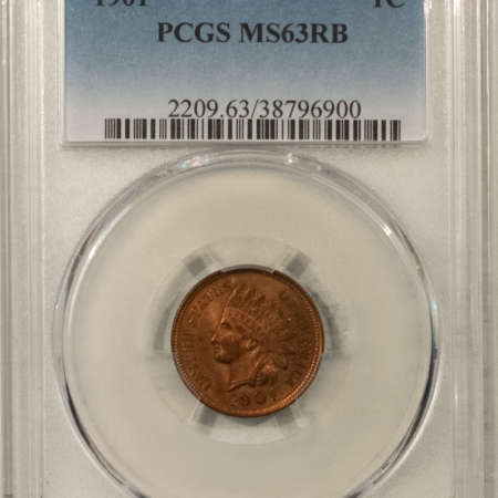 Indian 1901 INDIAN CENT – PCGS MS-63 RB, CHOICE!