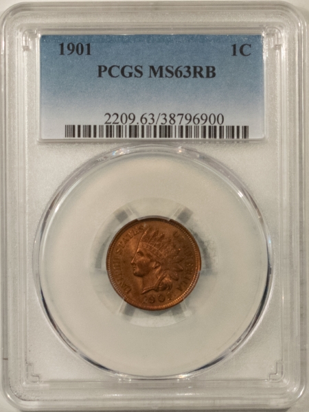 Indian 1901 INDIAN CENT – PCGS MS-63 RB, CHOICE!