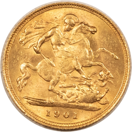 Bullion 1901 GREAT BRITAIN GOLD 1/2 SOVEREIGN, KM-784 .1177 AGW – UNCIRC, FLASHY, FRESH!