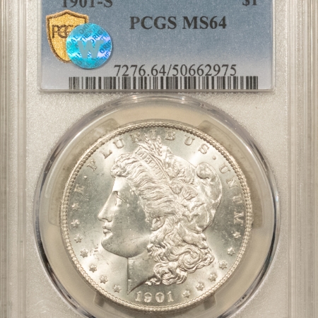 Morgan Dollars 1901-S $1 MORGAN DOLLAR – PCGS MS-64, BLAST WHITE & PREMIUM QUALITY!