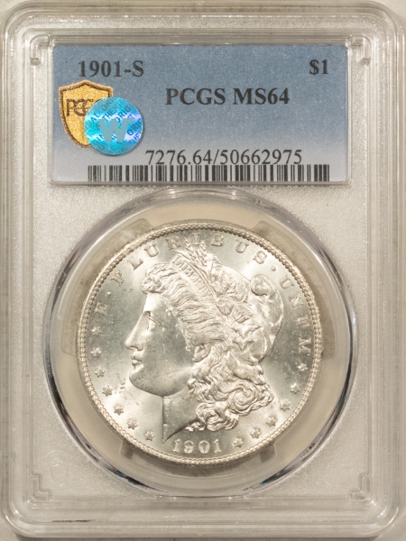 Morgan Dollars 1901-S $1 MORGAN DOLLAR – PCGS MS-64, BLAST WHITE & PREMIUM QUALITY!