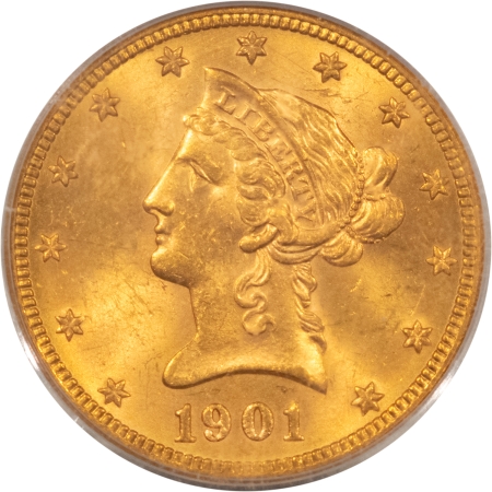 $10 1901-S $10 LIBERTY GOLD EAGLE – PCGS MS-63, PREMIUM QUALITY!