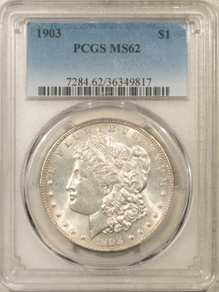 Morgan Dollars 1903 $1 MORGAN DOLLAR – PCGS MS-62, BLAST WHITE!