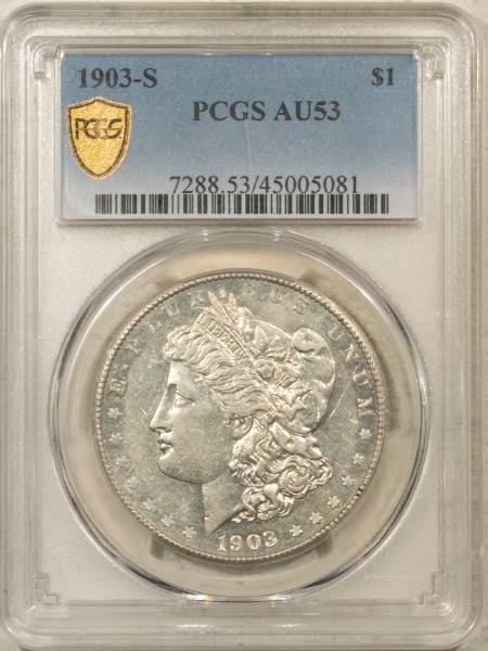 Morgan Dollars 1903-S $1 MORGAN DOLLAR – PCGS AU-53, KEY-DATE, GREAT PROOFLIKE LOOKS!