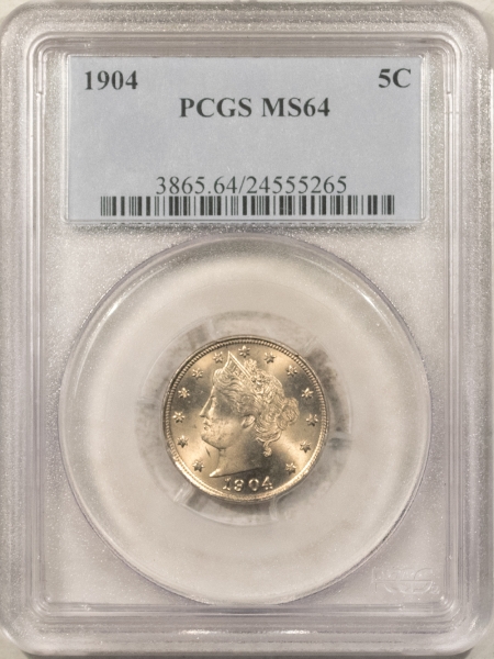 Liberty Nickels 1904 LIBERTY NICKEL – PCGS MS-64, FLASHY!